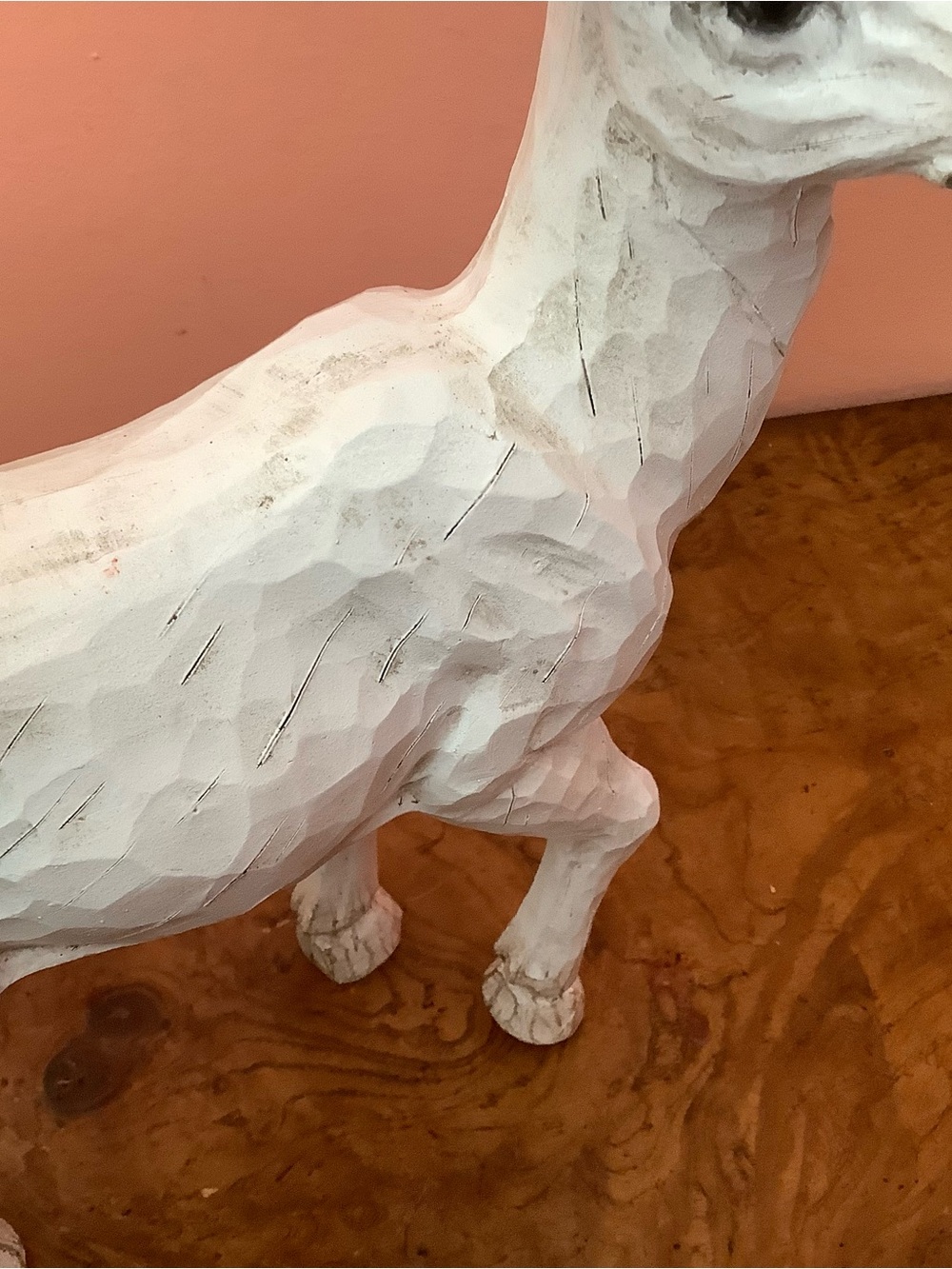 Vintage Faux Wood Carved White Deer Figurine Stag Reindeer Rustic Christmas 14” - Picture 13 of 13